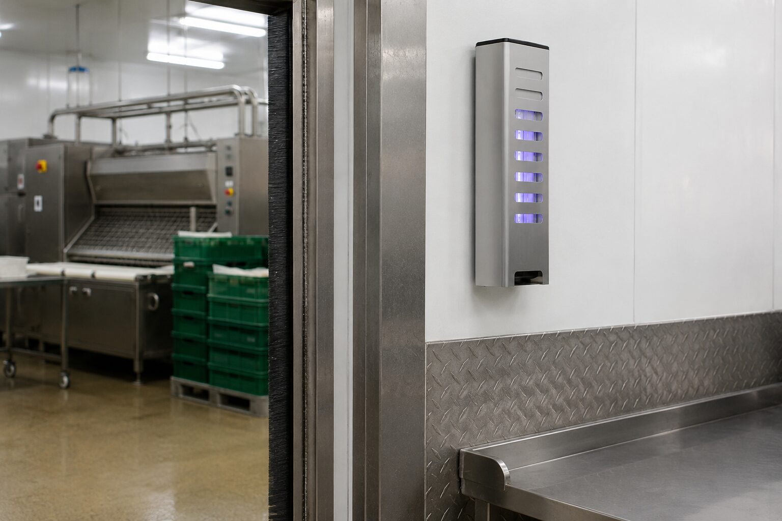 Professional insect light trap in a food-production facility